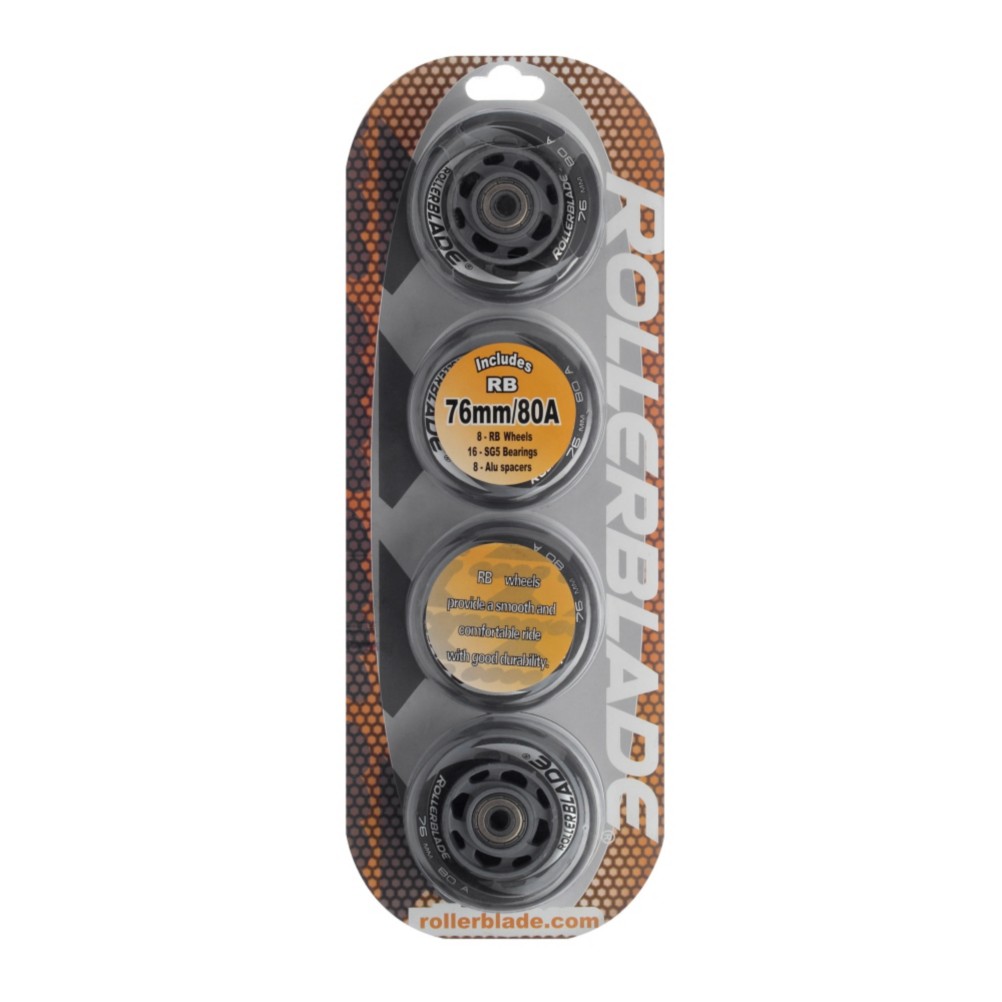 Rollerblade RB 76mm Wheels with SG5 Bearings - 8 Pack 2010