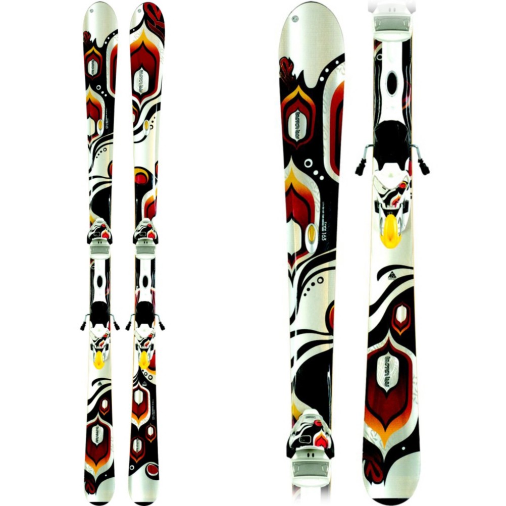 K2 T:Nine Burnin Luv Womens Skis with ERS 11.0 TC Bindings 2010